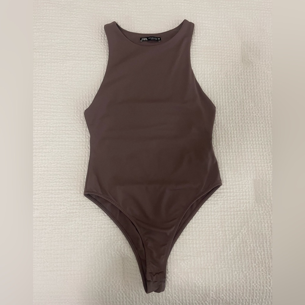 Zara Plum Purple High Neck Sleeveless Bodysuit